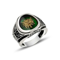 925K Sterling Silver Ottoman Arms Men Ring