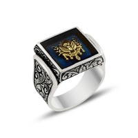 925K Sterling Silver Ottoman Arms Men Ring