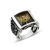 925K Sterling Silver Ottoman Arms Men Ring