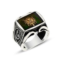 925K Sterling Silver Ottoman Arms Men Ring