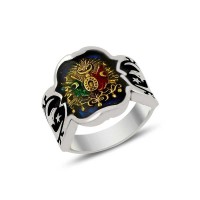 925K Sterling Silver Ottoman Arms Men Ring