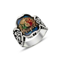 925K Sterling Silver Ottoman Arms Men Ring