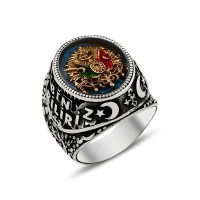 925K Sterling Silver Ottoman Arms Men Ring