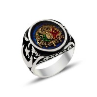 925K Sterling Silver Ottoman Arms Men Ring