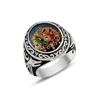 925K Sterling Silver Ottoman Arms Men Ring