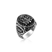 925K Sterling Silver Ottoman Arms Men Ring