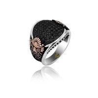 925K Sterling Silver Ottoman Arms Men Ring