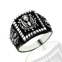 925K Sterling Silver Ottoman Arms Men Ring