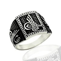 925K Sterling Silver Ottoman Tugra Men Ring