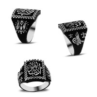 925K Sterling Silver Ottoman Tugra Men Ring