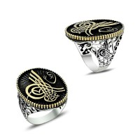 925K Sterling Silver Ottoman Tugra Men Ring