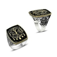 925K Sterling Silver Ottoman Tugra Men Ring