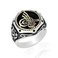 925K Sterling Silver Ottoman Tugra Men Ring