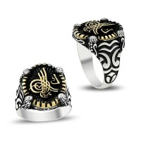 925K Sterling Silver Ottoman Tugra Men Ring