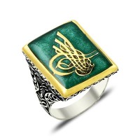 925K Sterling Silver Ottoman Tugra Men Ring