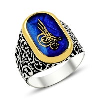 925K Sterling Silver Ottoman Tugra Men Ring