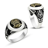 925K Sterling Silver Ottoman Tugra Men Ring