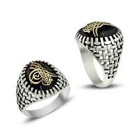 925K Sterling Silver Ottoman Tugra Men Ring