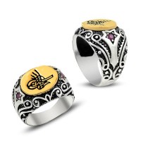 925K Sterling Silver Ottoman Tugra Men Ring