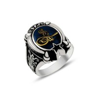 925K Sterling Silver Ottoman Tugra Men Ring