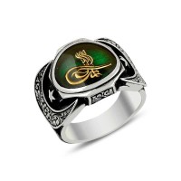 925K Sterling Silver Ottoman Tugra Men Ring