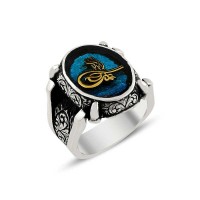 925K Sterling Silver Ottoman Tugra Men Ring