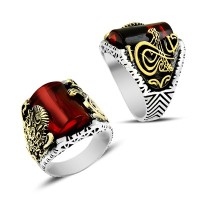 925K Sterling Silver Ottoman Tugra Men Ring