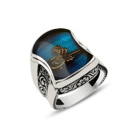 925K Sterling Silver Ottoman Tugra Men Ring