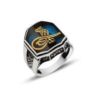 925K Sterling Silver Ottoman Tugra Men Ring