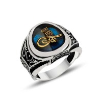 925K Sterling Silver Ottoman Tugra Men Ring