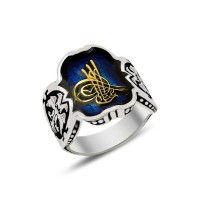 925K Sterling Silver Ottoman Tugra Men Ring