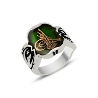 925K Sterling Silver Ottoman Tugra Men Ring