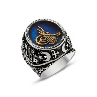 925K Sterling Silver Ottoman Tugra Men Ring