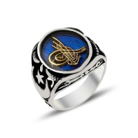 925K Sterling Silver Ottoman Tugra Men Ring