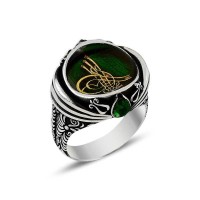 925K Sterling Silver Ottoman Tugra Men Ring