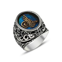 925K Sterling Silver Ottoman Tugra Men Ring