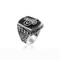 925K Sterling Silver Ottoman Tugra Men Ring