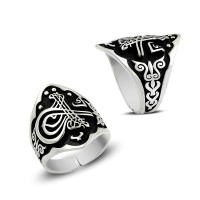 925K Sterling Silver Ottoman Tugra Men Ring