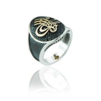 925K Sterling Silver Ottoman Tugra Men Ring