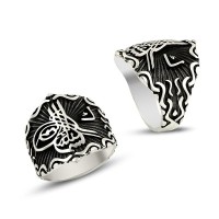 925K Sterling Silver Ottoman Tugra Men Ring