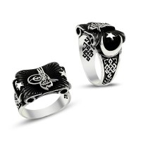 925K Sterling Silver Ottoman Tugra Men Ring