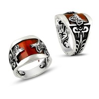 925K Sterling Silver Ottoman Tugra Men Ring