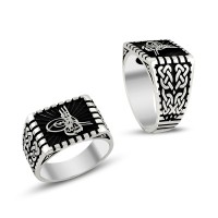 925K Sterling Silver Ottoman Tugra Men Ring