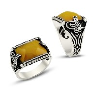 925K Sterling Silver Ottoman Tugra Men Ring