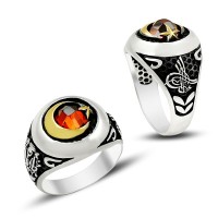 925K Sterling Silver Star And Crescent Men Ring