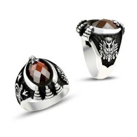 925K Sterling Silver Star And Crescent Men Ring