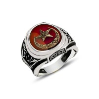 925K Sterling Silver Star And Crescent Men Ring