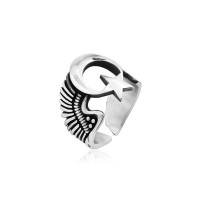 925K Sterling Silver Star And Crescent Men Ring