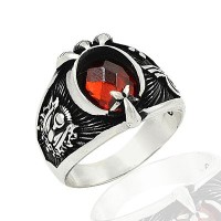 925K Sterling Silver Star And Crescent Men Ring