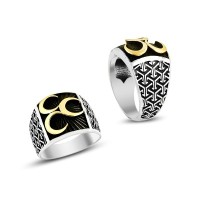 925K Sterling Silver Three Crescents Men Ring